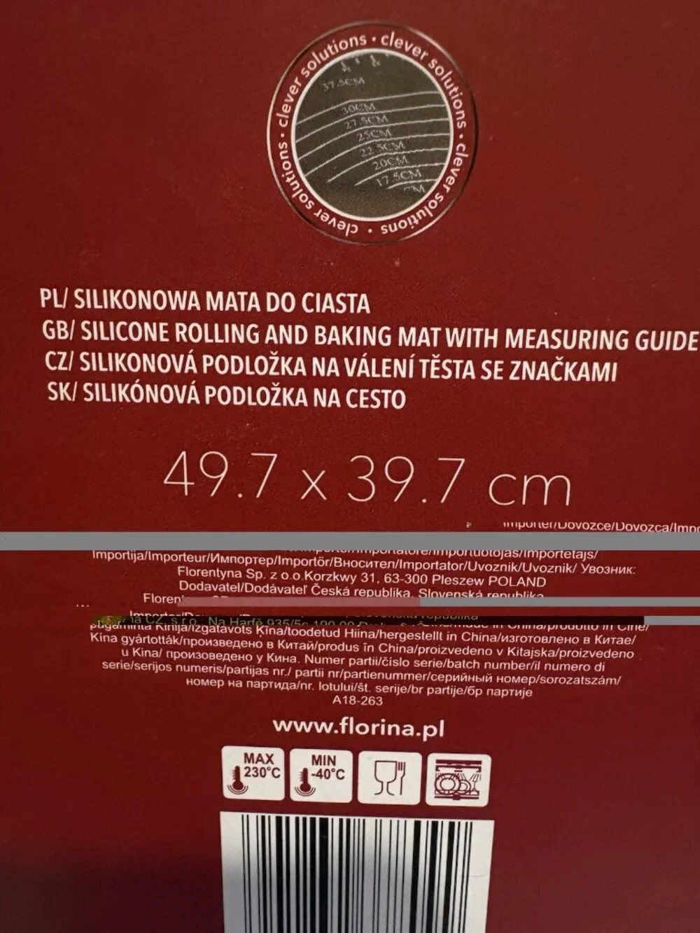 Florina Anide Silicone Rolling and Baking Mat with Measuring Guide 19.5